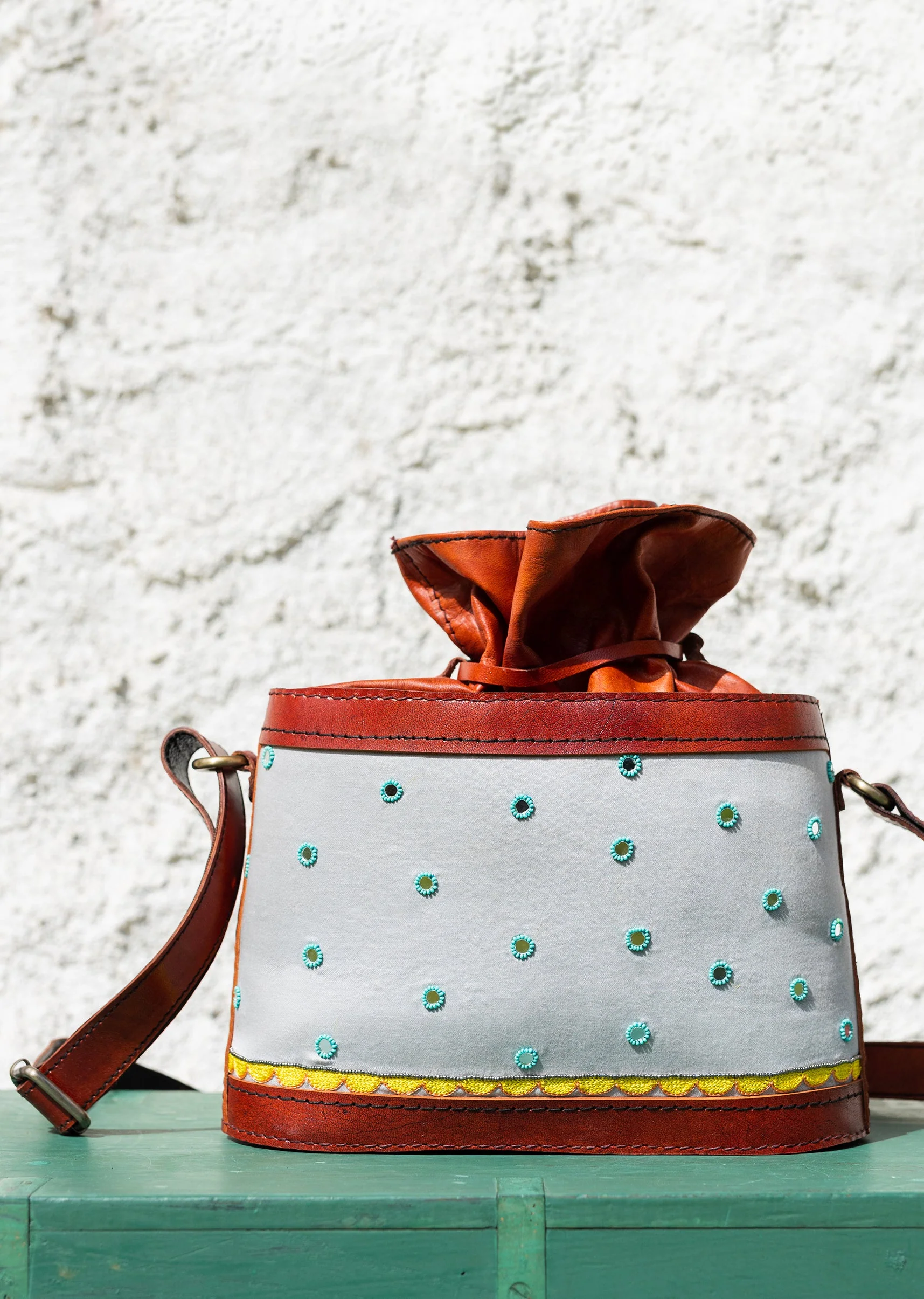 Handcrafted  hand embroidered leather bags