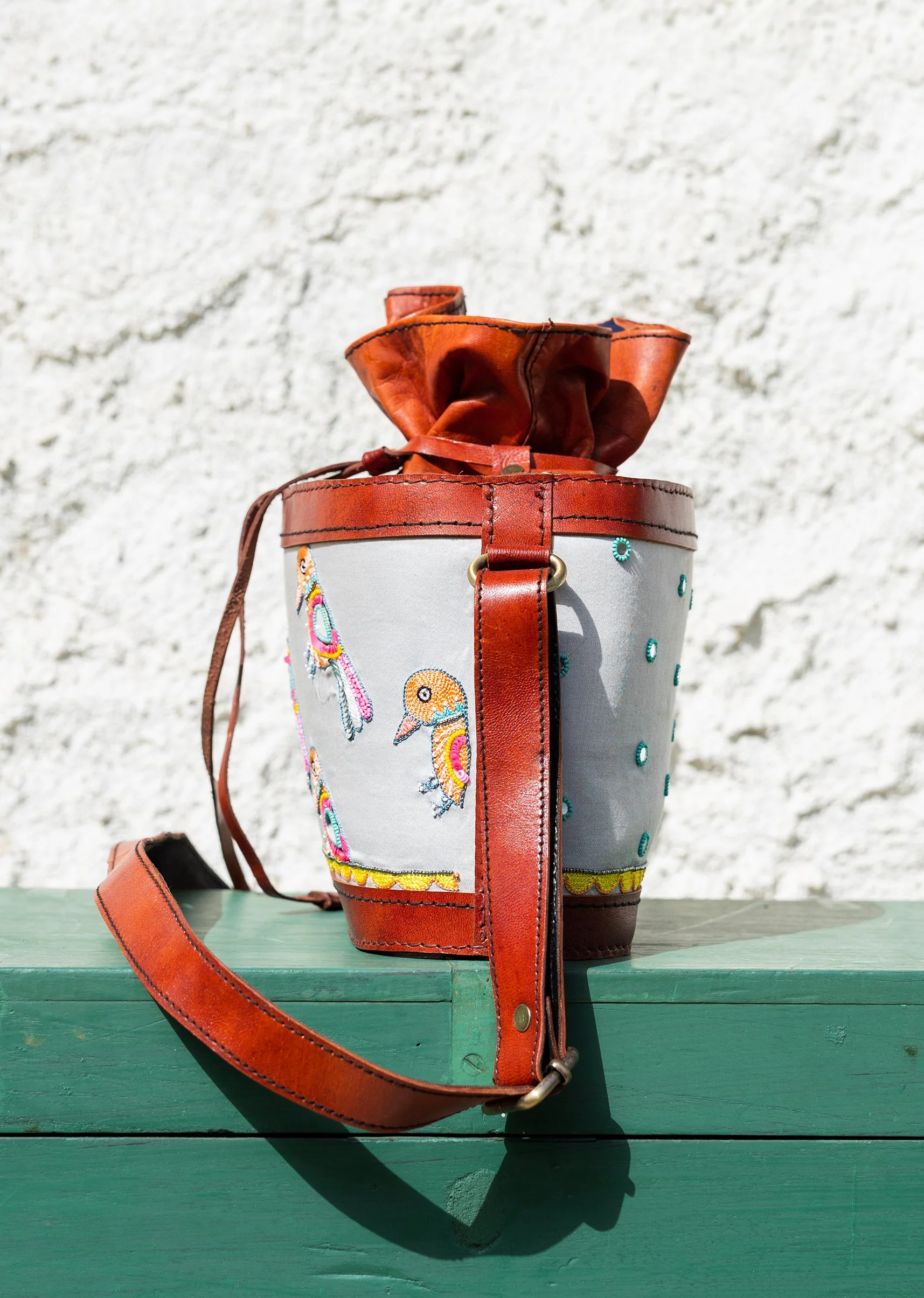 Handcrafted  hand embroidered leather bags