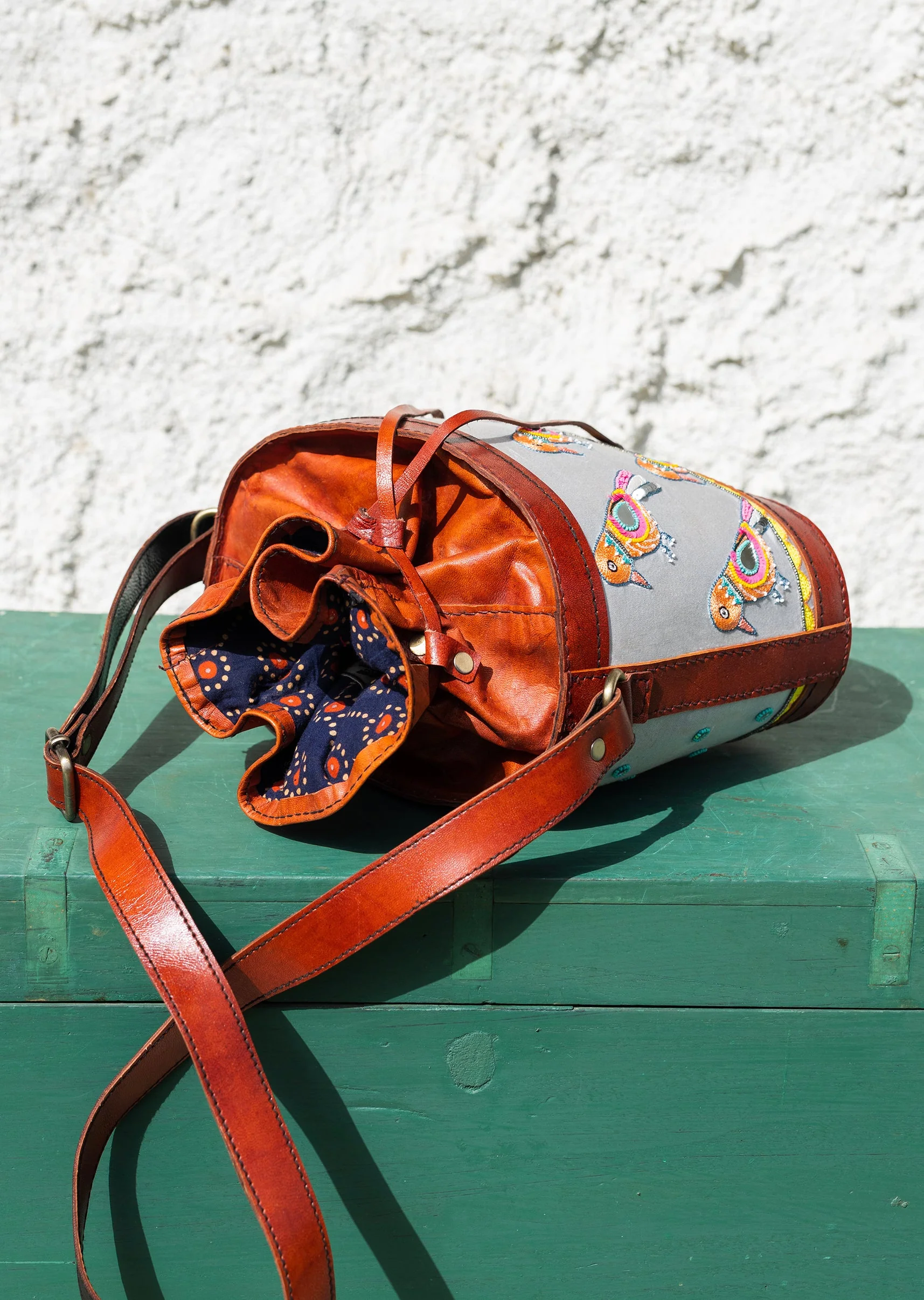 Handcrafted  hand embroidered leather bags