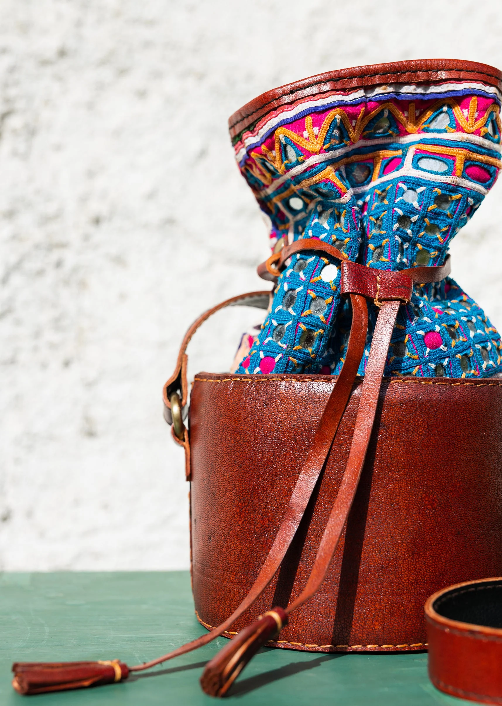 Handcrafted Hand-Embroidered Leather Bag