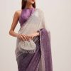 Purple Dual Shaded Half And Half Sequins Saree