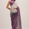 Purple Dual Shaded Half And Half Sequins Saree