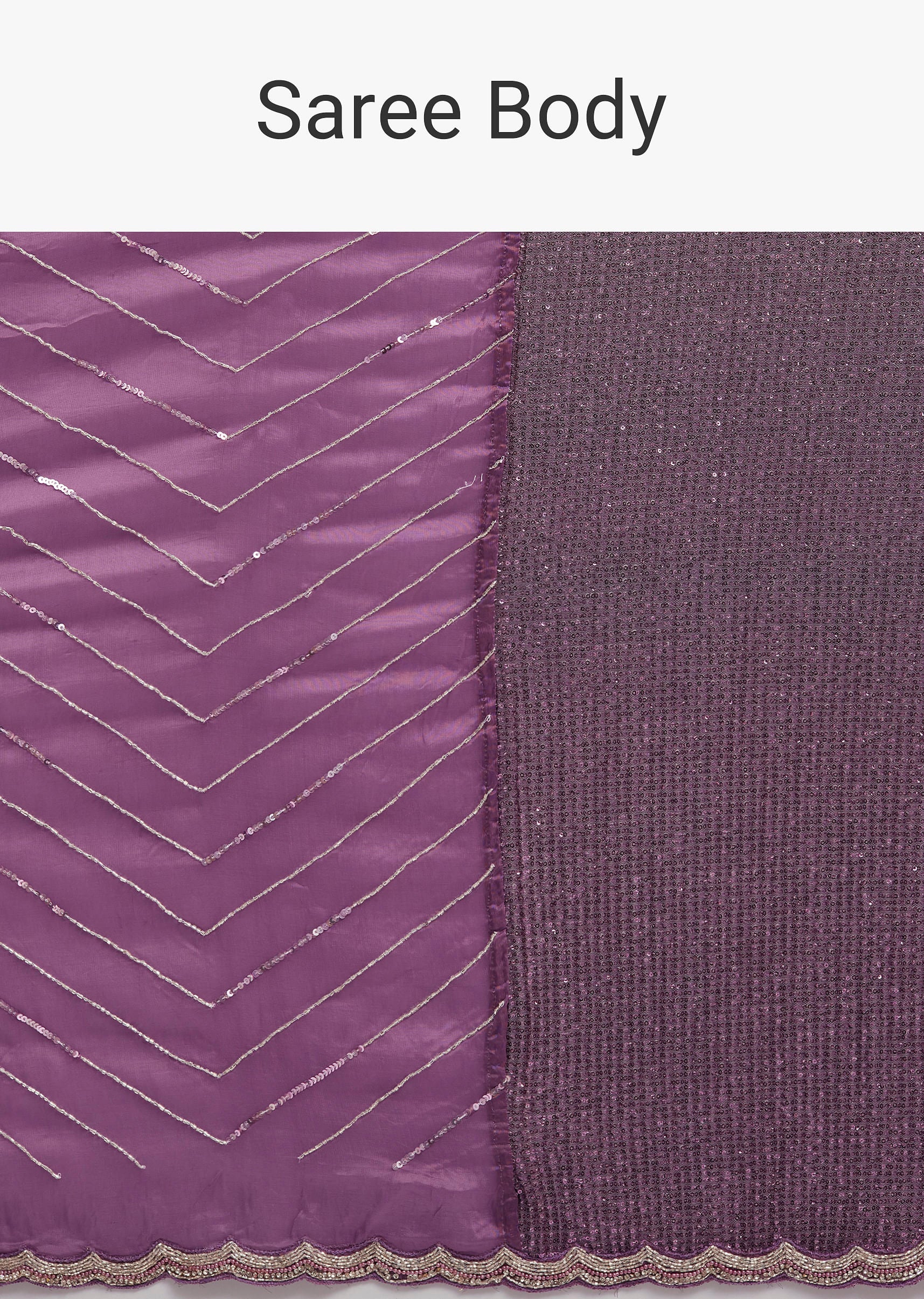 Purple Dual Shaded Half And Half Sequins Saree