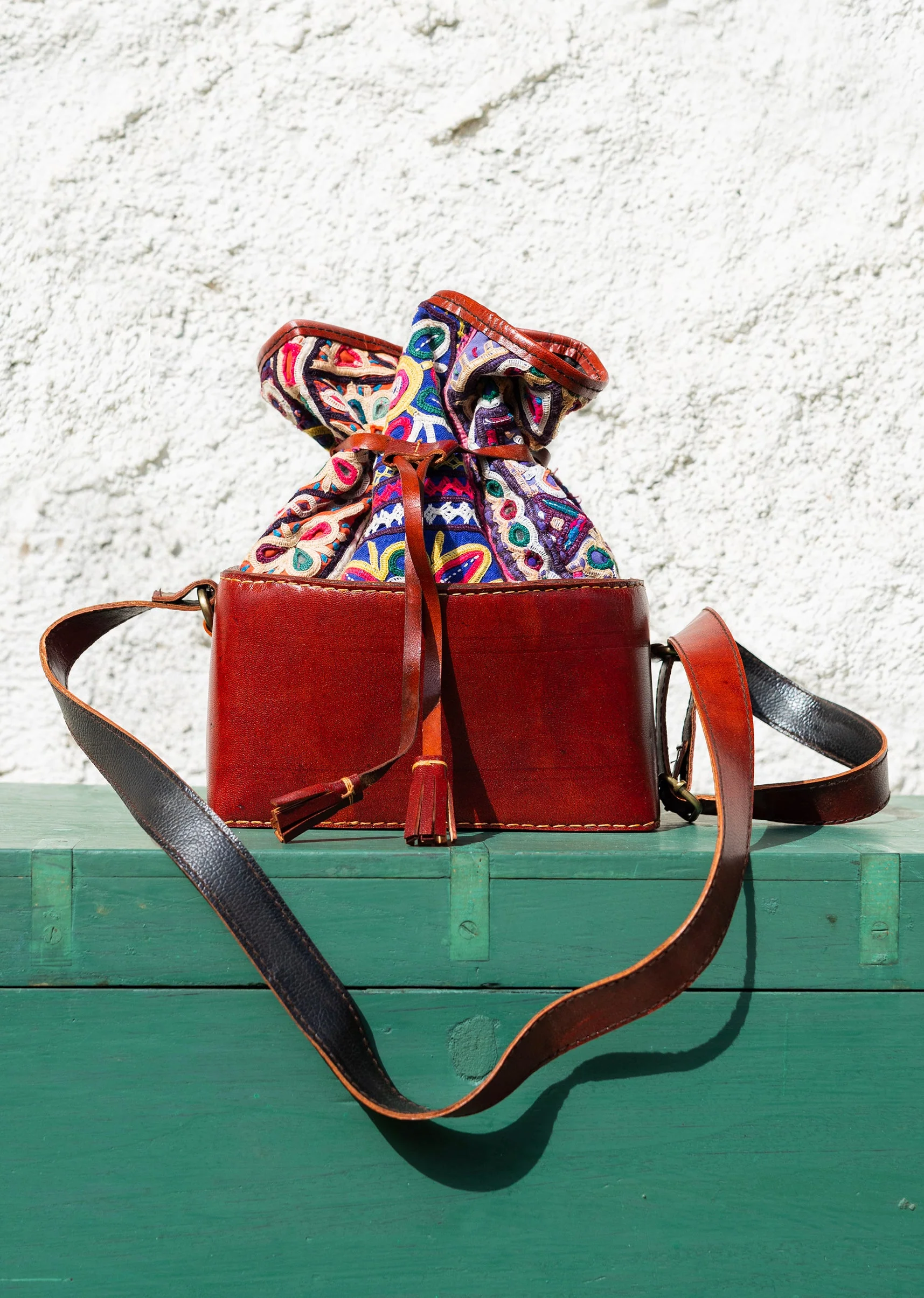 Handcrafted With Hand-Embroidered Leather Bag