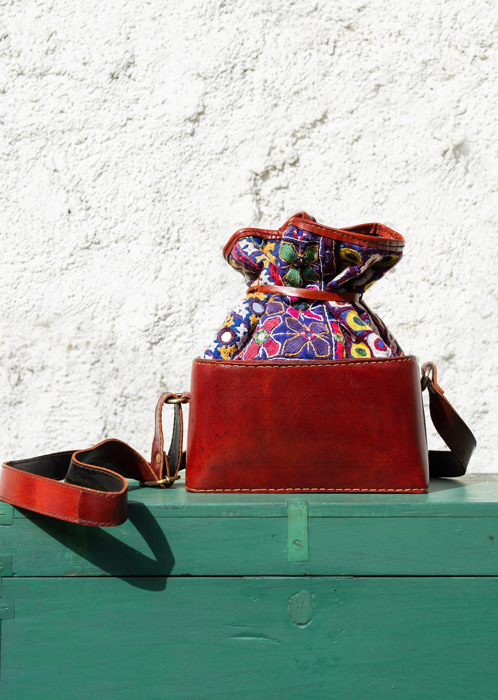 Handcrafted With Hand-Embroidered Leather Bag