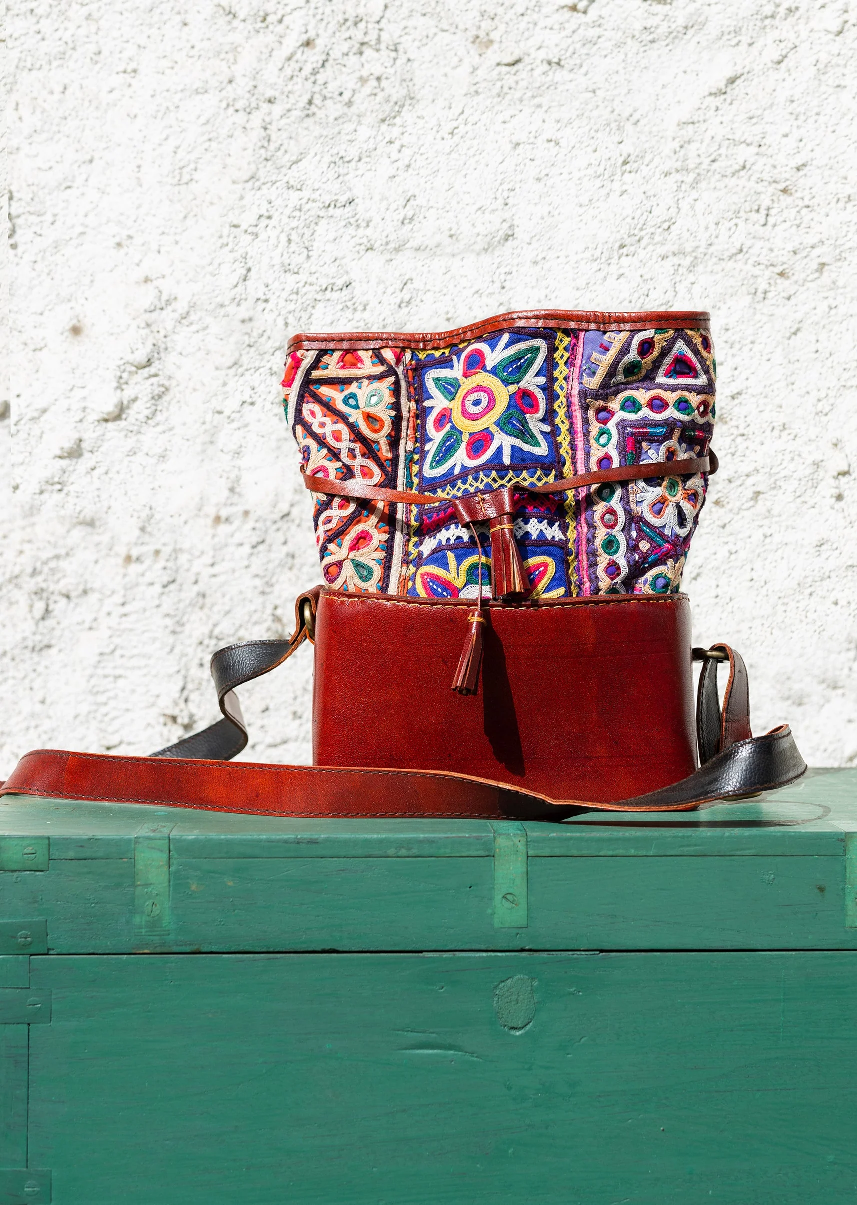 Handcrafted With Hand-Embroidered Leather Bag