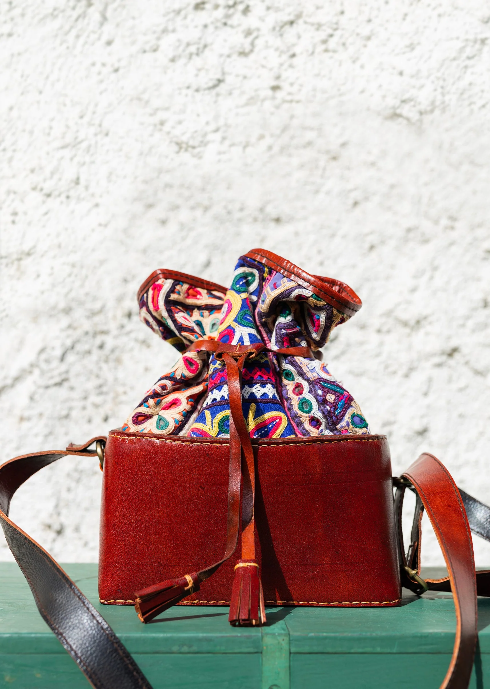 Handcrafted With Hand-Embroidered Leather Bag