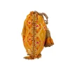 Yellow Mirror Embellished Silk Potli Bag