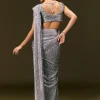 Grey Sequin Embroidered Ready To Wear Saree