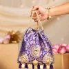 Purple Floral Motif Kundan Embellished Potli Bag