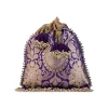 Purple Floral Motif Kundan Embellished Potli Bag