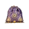 Purple Floral Motif Kundan Embellished Potli Bag