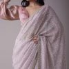 Lavender Purple Sequins Saree With An Embellished Border