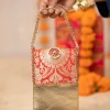 Red and Gold Floral Motif Kundan Flap Bag