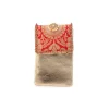 Red and Gold Floral Motif Kundan Flap Bag