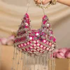 Pink and Silver Mirror Disc Tassel Bag