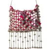 Pink and Silver Mirror Disc Tassel Bag