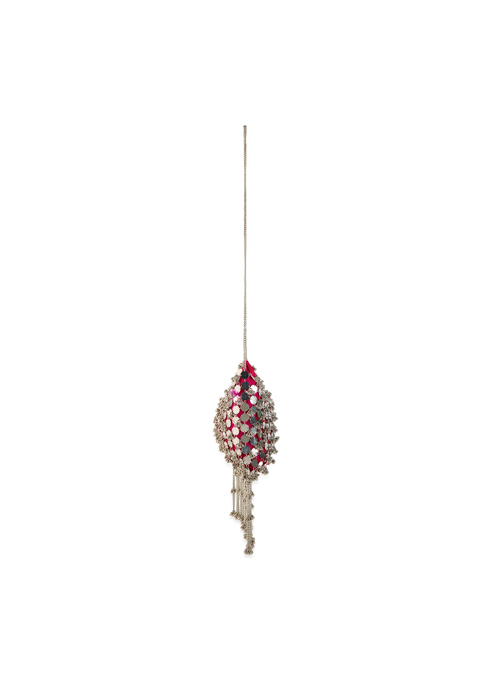 Pink and Silver Mirror Disc Tassel Bag