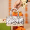 Silver Quilted Lyrca Bag