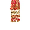 Red Pearl Embellished Layered Pom Pom Tassel Potli Bag