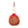 Red Embroidered Motif Potli Bag in Silk