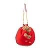 Red Embroidered Motif Potli Bag in Silk