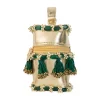 Gold and Green Tassel Drop Bead Embroidered Potli Bucket Bag