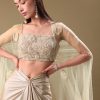 White Drape Skirt Set With Jacket