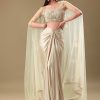 White Drape Skirt Set With Jacket
