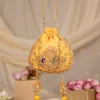 Yellow Silk Peacock Motif Embroidered Potli Bag