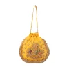 Yellow Silk Peacock Motif Embroidered Potli Bag