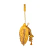 Yellow Silk Peacock Motif Embroidered Potli Bag