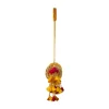 Yellow Brocade Zari Work Kundan Bag with Tassel
