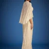 Off White Embroidered Cape Palazzo Set