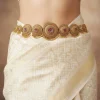 520-gold-toned-temple-style-waist-belt-with-pink-and-green-simulated-stones-1.webp Gold Toned Temple Style Waist Belt With Pink and Green Simulated Stones