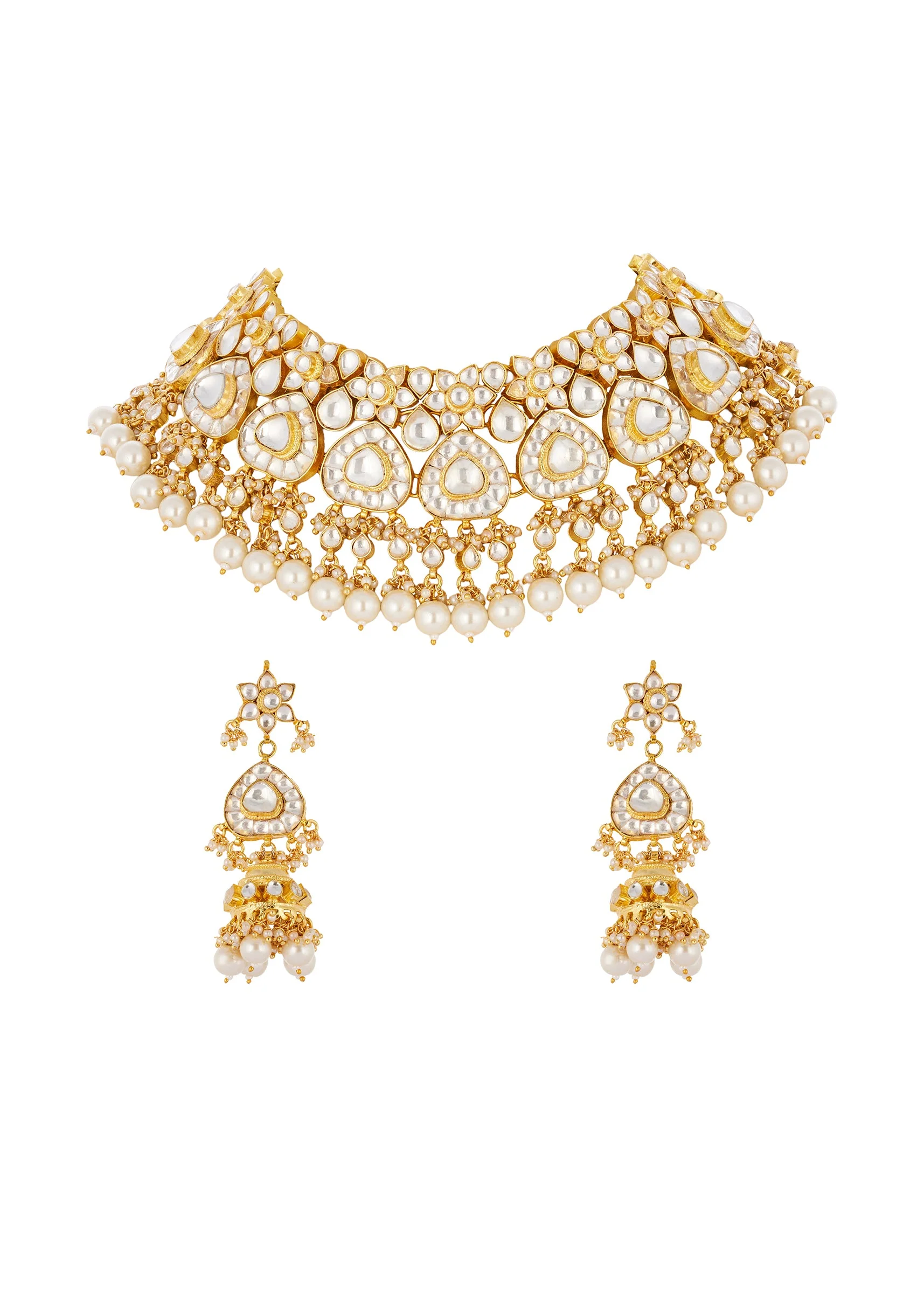 521-gold-finish-necklace-set-in-kundan-detail-work-2.webp Gold Finish Necklace Set In Kundan Detail Work