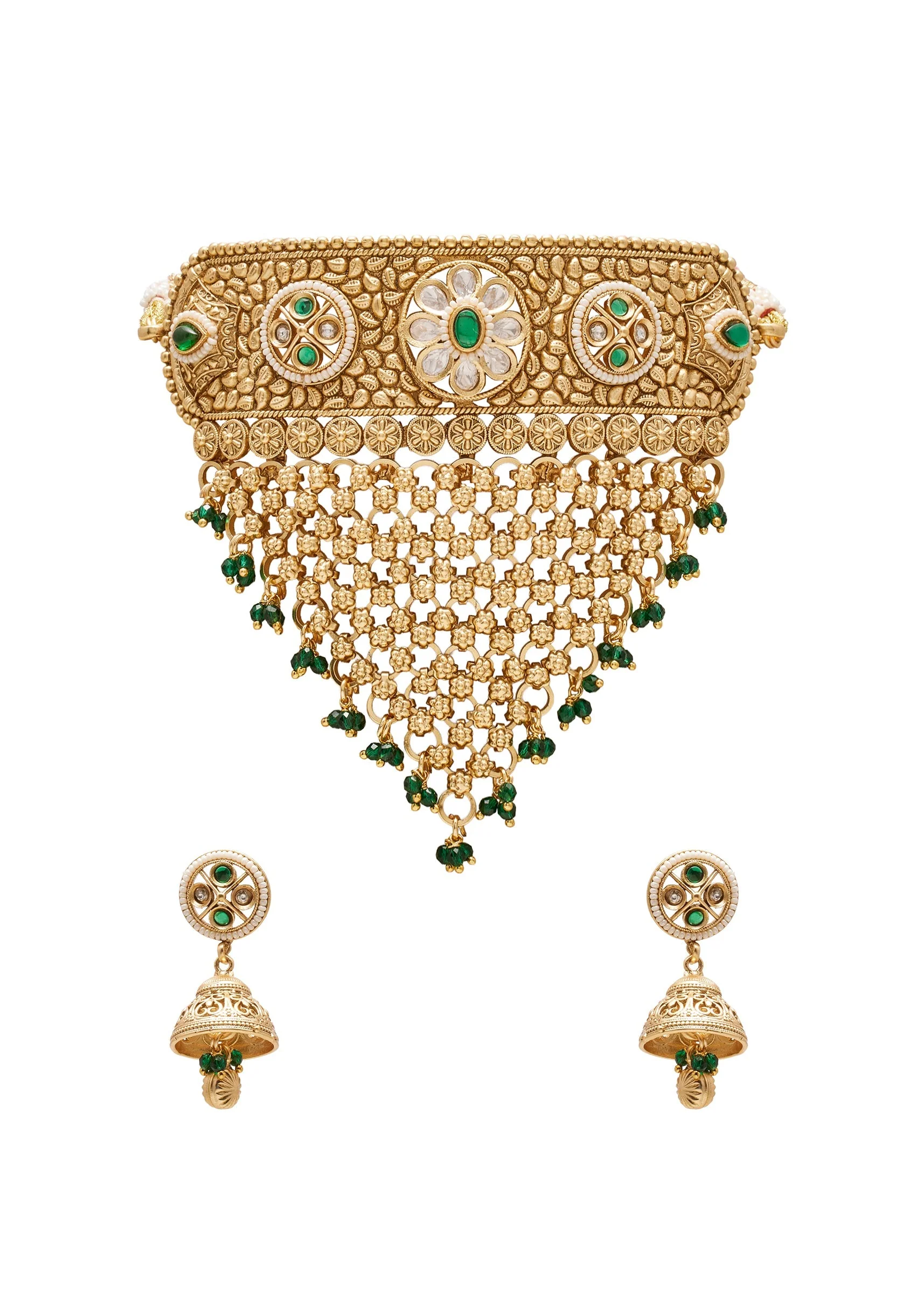 Green Gold Zirconia Necklace Set