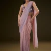 Purple Ombre Ready Draped Sequin Saree With Fancy Blouse