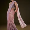 Purple Ombre Ready Draped Sequin Saree With Fancy Blouse