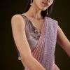 Purple Ombre Ready Draped Sequin Saree With Fancy Blouse