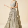 Grey Bridal Embroidered Fusion Lehenga Set
