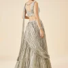 Grey Bridal Embroidered Fusion Lehenga Set