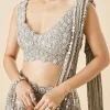 Grey Bridal Embroidered Fusion Lehenga Set