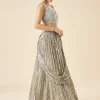 Grey Bridal Embroidered Fusion Lehenga Set