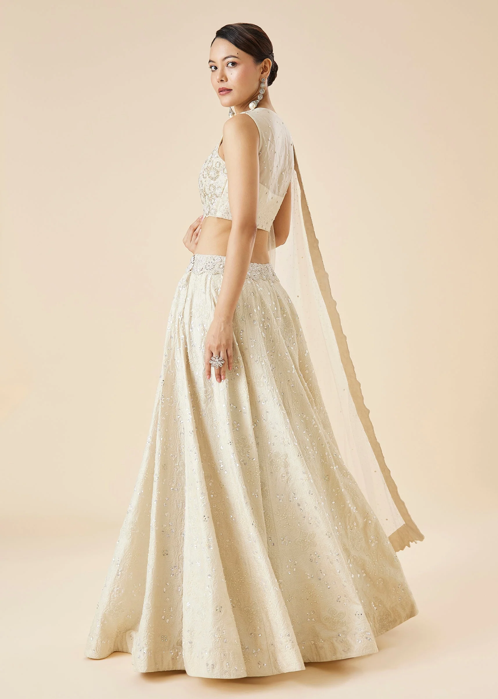 Off White Bridal Embroidered Lehenga Set With Dupatta