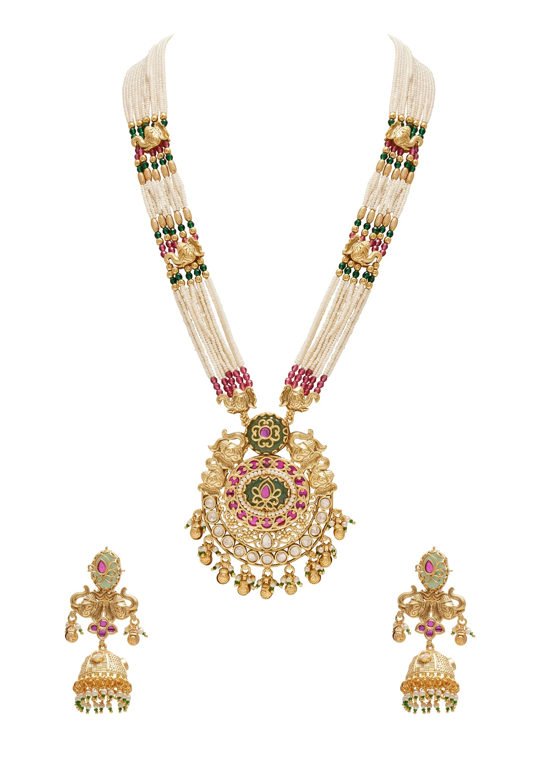 Rajwadi Multicolor Long Necklace Set