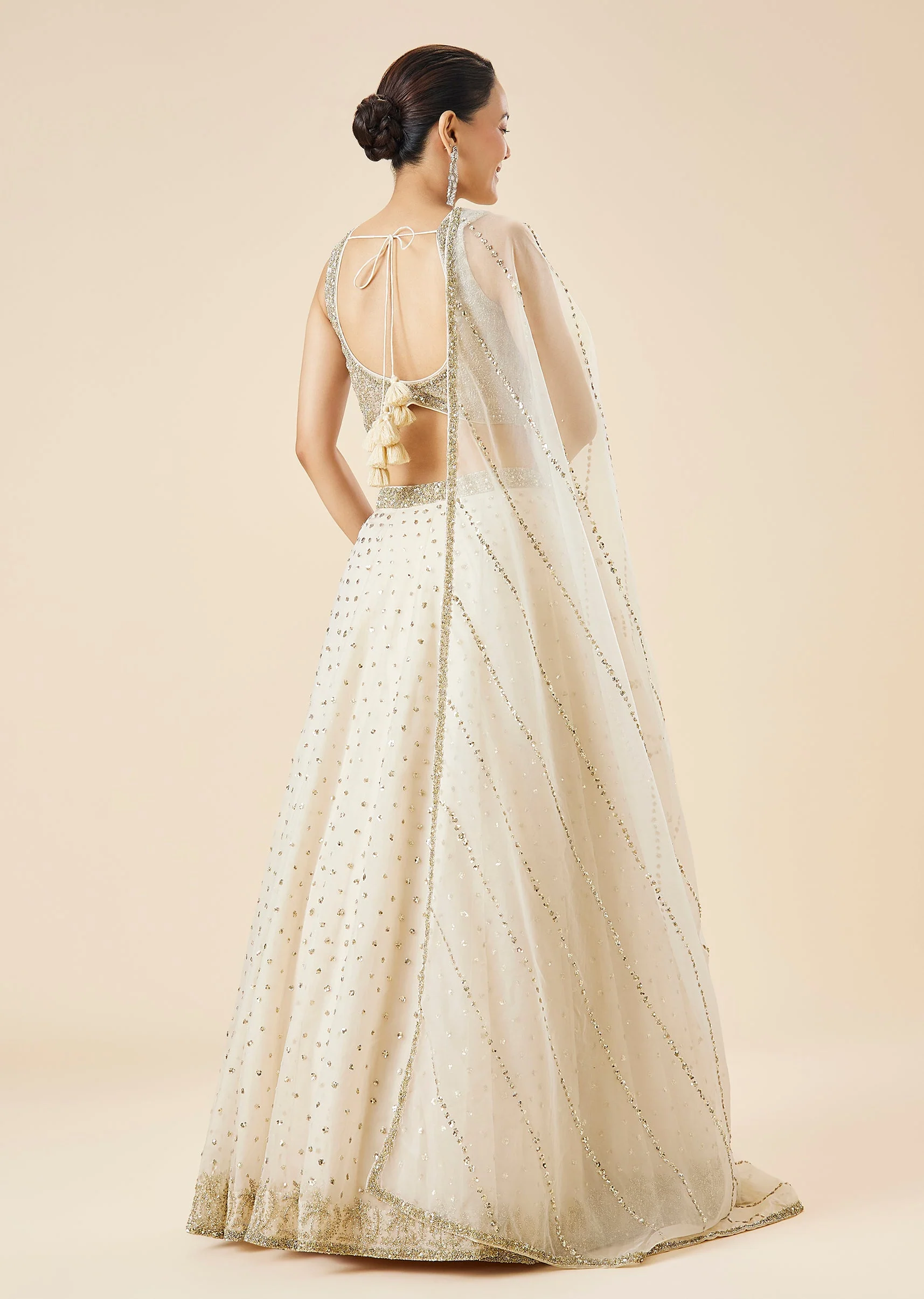 Off White Embroidered Lehenga Set With Dupatta
