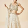 Off White Embroidered Lehenga Set With Dupatta