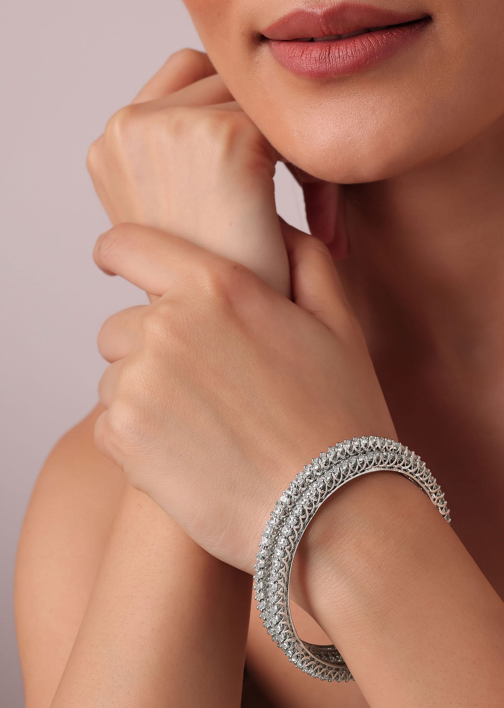 527-92.5-sterling-silver-bangles-with-white-zirconia-set-of-2-1.jpg 92.5 Sterling Silver Bangles With White Zirconia Set of 2