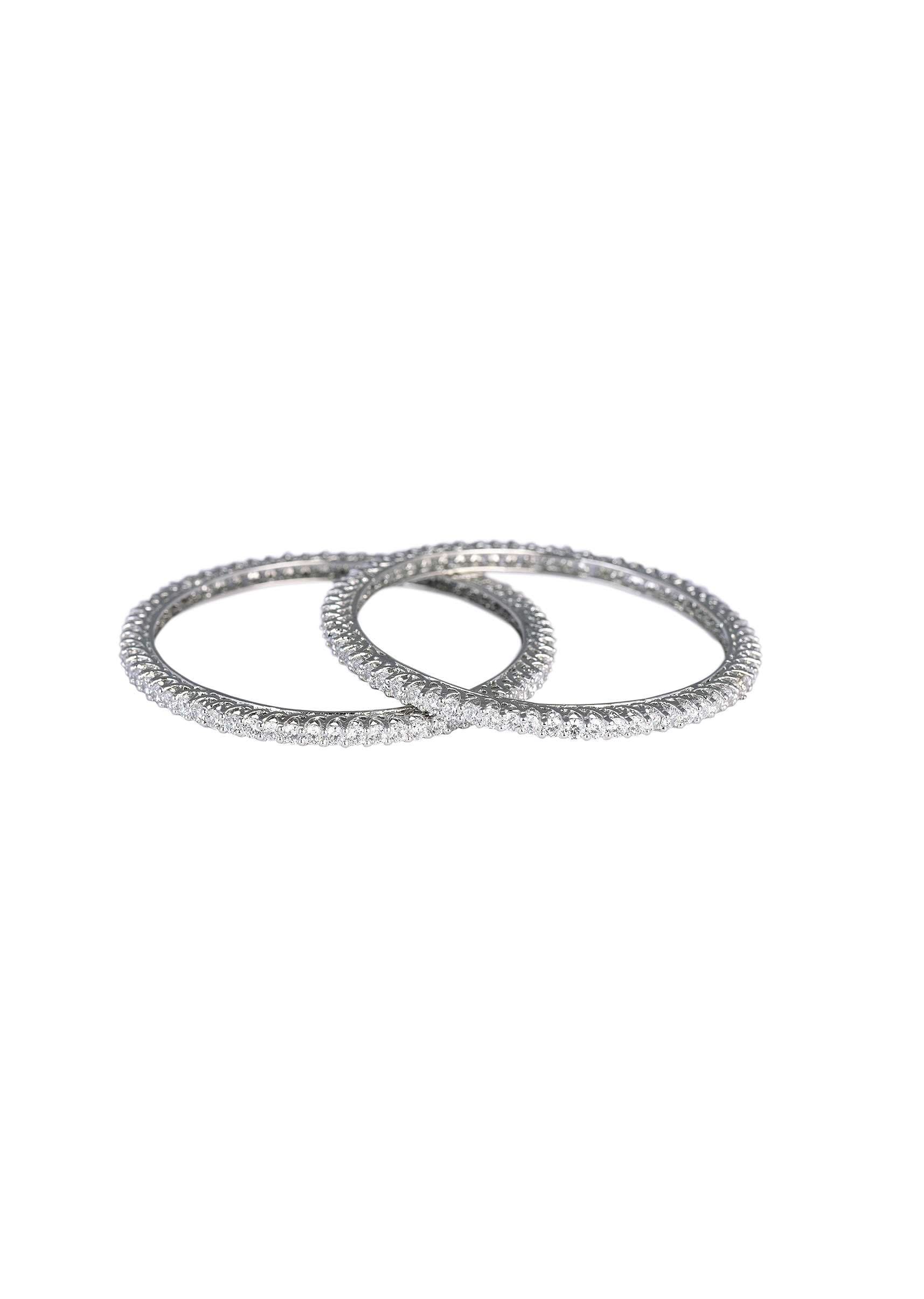 527-92.5-sterling-silver-bangles-with-white-zirconia-set-of-2-3.jpg 92.5 Sterling Silver Bangles With White Zirconia Set of 2
